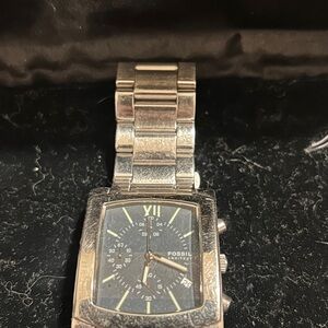 Fossil Silver Watch with Black Dial